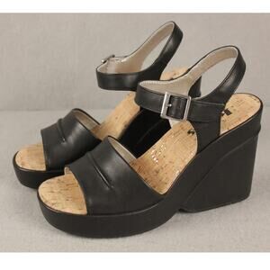 Korks Women’s 8M Black Platform Sandals Cork Footbed Slingback Comfort Shoes